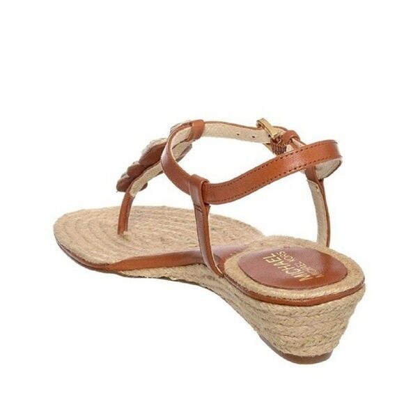 New! MICHAEL KORS Women's Rhinestone T-Strap Espadrille Sandals Size 8 Brown - Picture 5 of 14